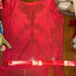 neon hot pink Floral Lace Top dress cover up sheer rave festival concert